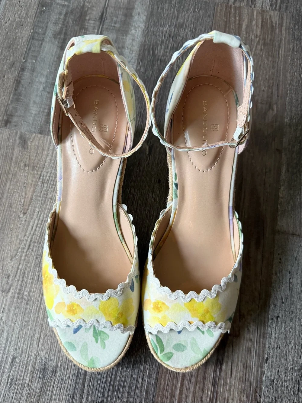 NWOT Bandolino Women’s Floral Espadrille Wedge Sandals - Yellow/Green